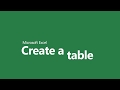 Microsoft Excel -  Create and Format Tables