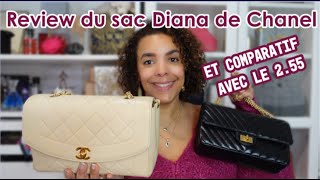 Revue du sac Diana de Chanel (histoire, what's in my bag...) - Comparaison avec le sac 2.55