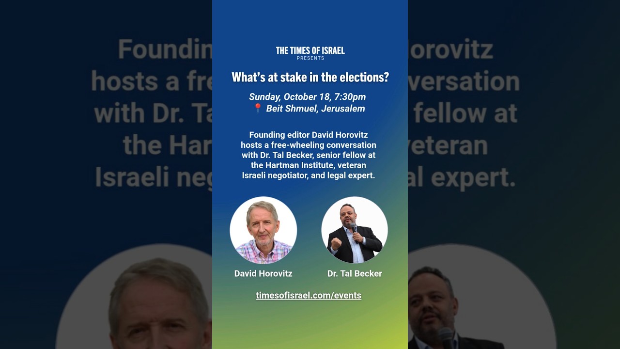 Join the Times of Israel on Sunday for a free-wheeling conversation with David Horovitz and Dr. Tal
