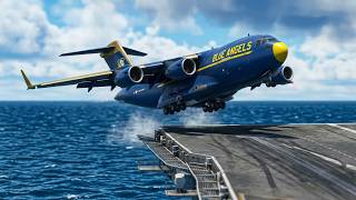 INSANE Takeoff! Giant Blue Angels C-17 Globemaster III Launches from an Aircraft Carrier - MSFS