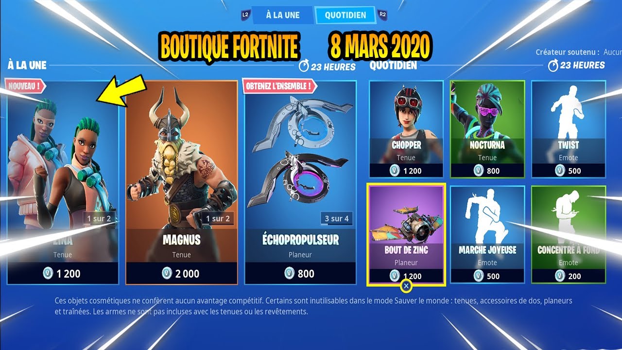 BOUTIQUE FORTNITE 8 MARS 2020 YouTube