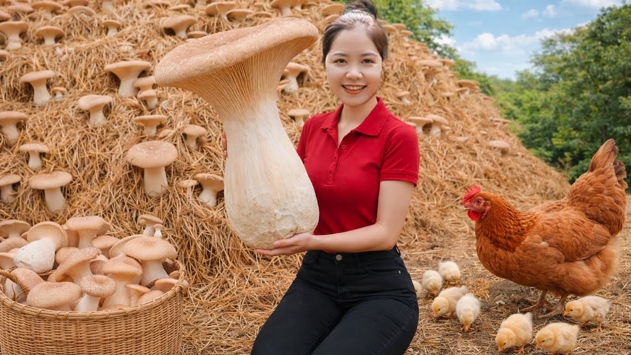 Harvesting 1000+KG King Trumpet MUSHROOM To Sell At The Market, Cook Delicious Dishes With Mushroom