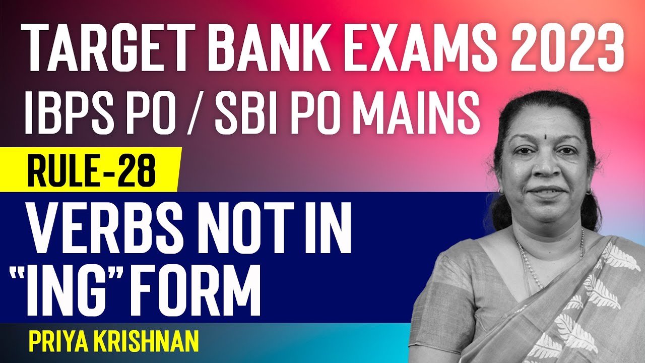 120 Grammar Rule| Rule - 28  - Verbs not in "ing" form| SBI/RBI | Priya Krishnan| Veranda Race