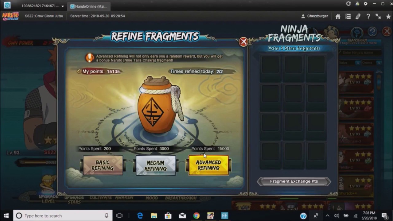Naruto Online - Advance refinement of Ninja Fragments