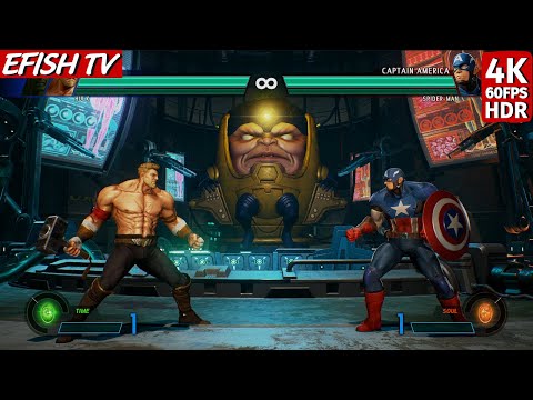 Thor & Hulk vs Captain America & Spider-Man (Hardest AI) - Marvel vs Capcom: Infinite
