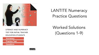 LANTITE Numeracy ACER Practice Questions Walkthrough | Questions 1-9 | Maths Worked Solutions