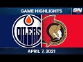 NHL Game Highlights | Oilers vs. Senators – Apr. 7, 2021