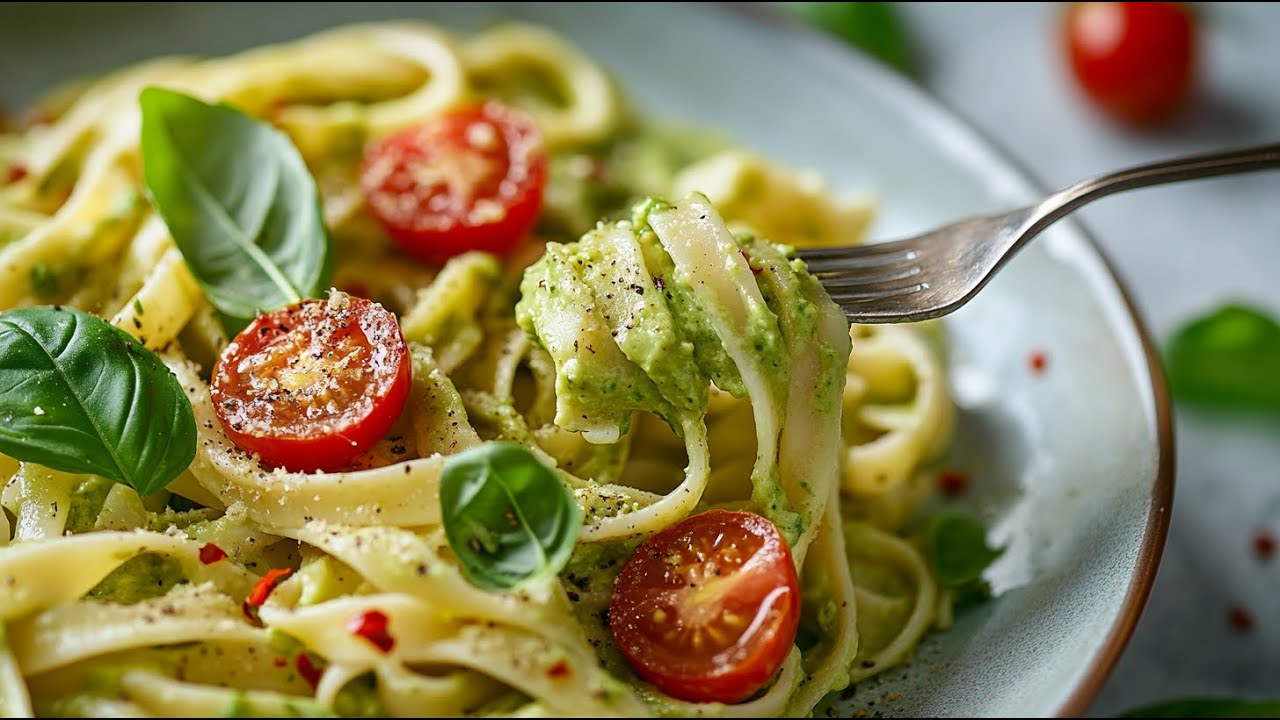 Быстрая веганская паста с авокадо за 15 минут. Нежная, свежая и невероятно вкусная!