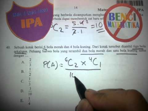 Peluang Pembahasan Soal Un Matematika Ipa No 40 Youtube