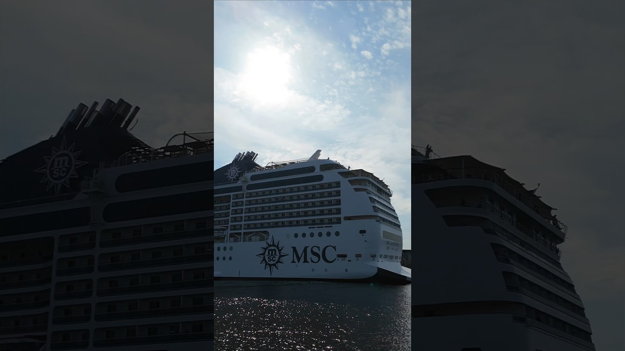 ausdocken von MSC Magnifica in Rostock Warnemünde