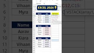 “Excel VSTACK 😳 | Combine Data in 1 Click 🔥”