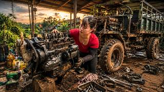 Full Restoration of a Severely Damaged Farm Machinery Engine | New Blacksmith Girl