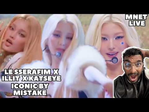 단독 공개' LE SSERAFIM x ILLIT x KATSEYE - ICONIC BY MISTAKE Live Performance at MNET 260611 방송 Reaction