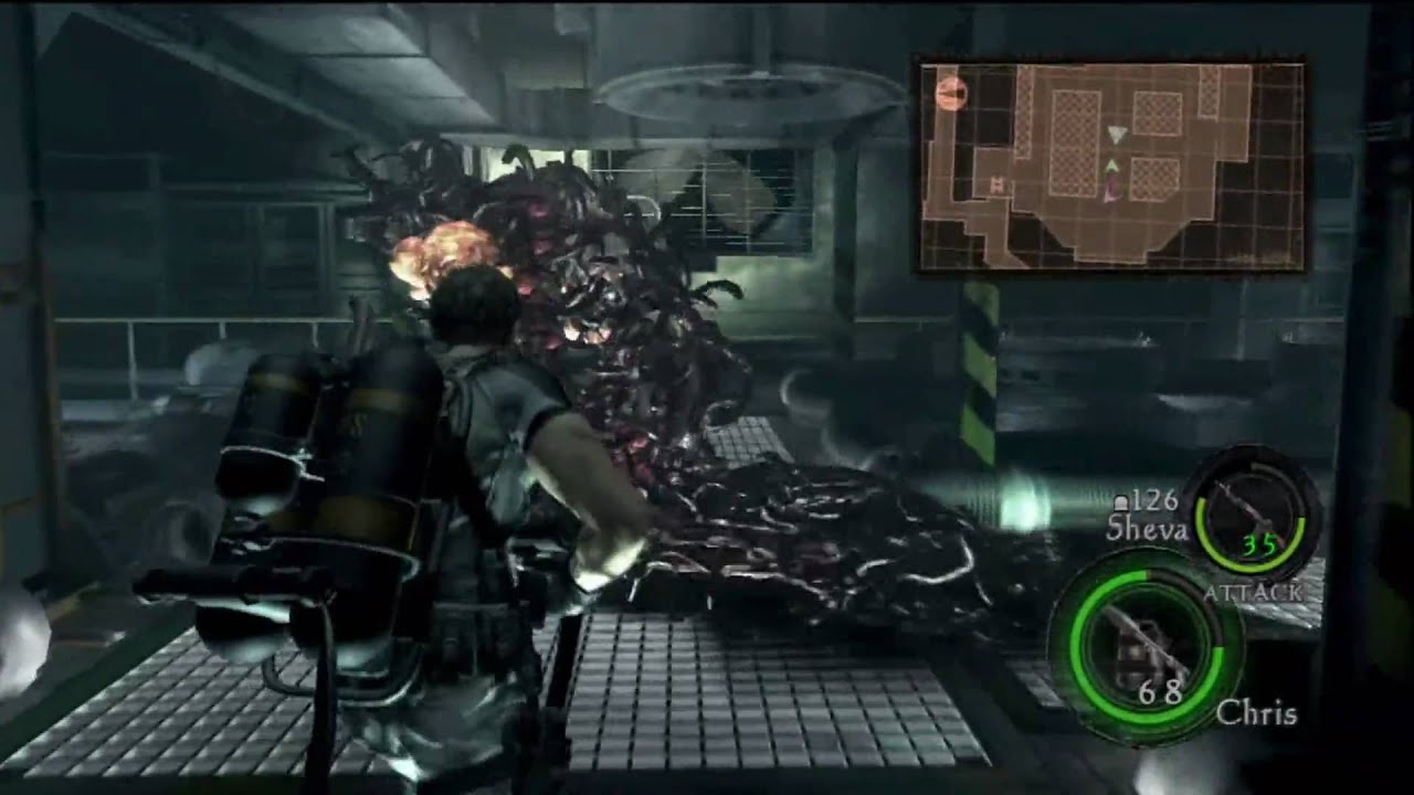 how to get past first boss resident evil 5 ps3