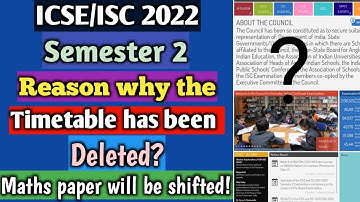 ICSE/ISC 2022 Semester 2 | Reason why the Official Timetable has been deleted by CISCE | Eid on 3rd