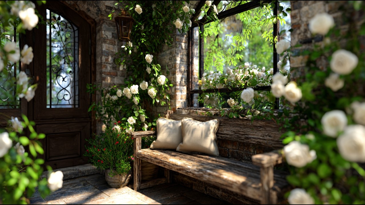 Романтические внутренние дворики – уединенные садовые композиции с вьющимися растениями и фактурой!