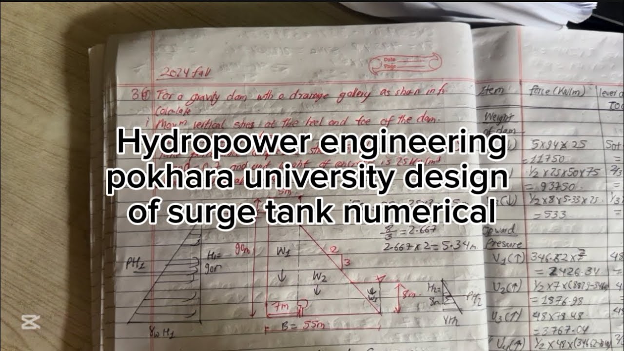hydropower engineering design of surge tank numerical for pokhara university 