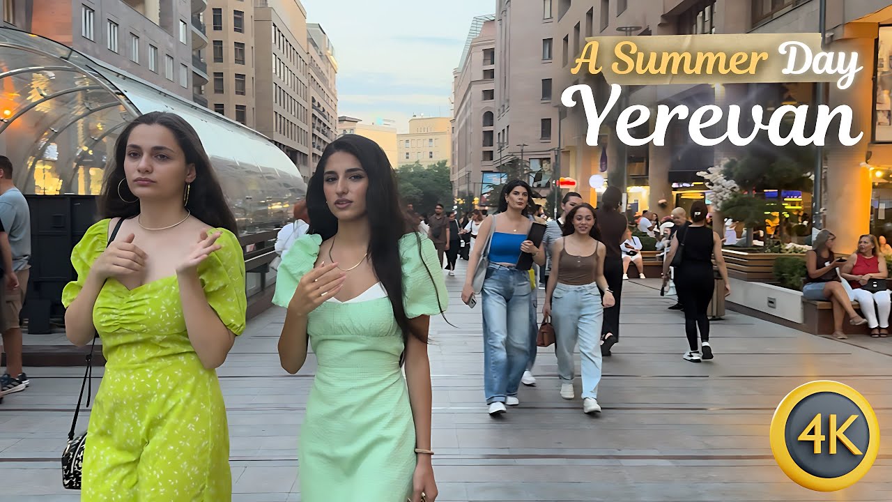 [4K] A Hot Summer Day in Yerevan | Walking Through Crowded Streets, Local Cafés and City Sights 