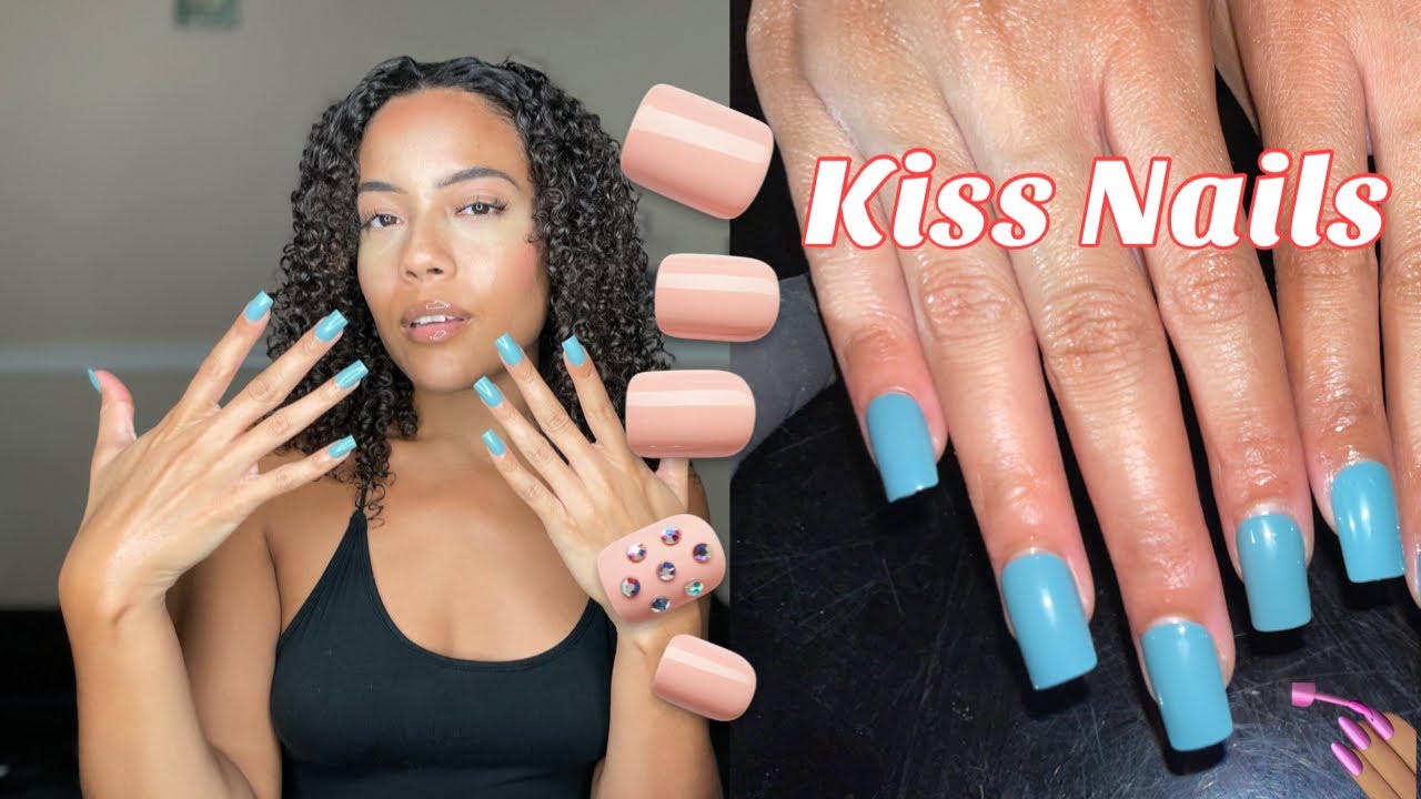 DIY Kiss Glue On Nails Virgo Colors Blue Green Nails YouTube