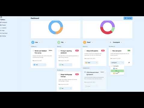 Custom React js CRM mock up for BIM tasks