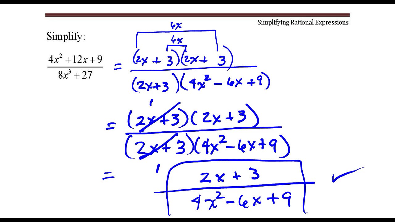 Simplify the Rational Expression 9 - YouTube