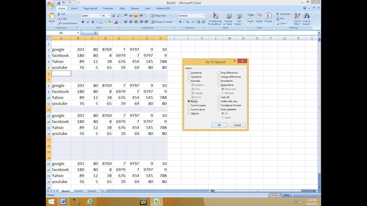 shortcut-key-to-delete-multiple-blank-rows-columns-in-ms-excel-youtube
