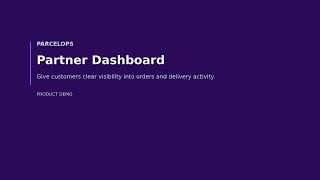 Parcel-Ops Demo | Partner Dashboard