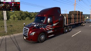 American Truck Simulator V1.50 _ Nebraska DLC _ Freightliner Cascadia  Sleeper On Logitech G29 In 2K