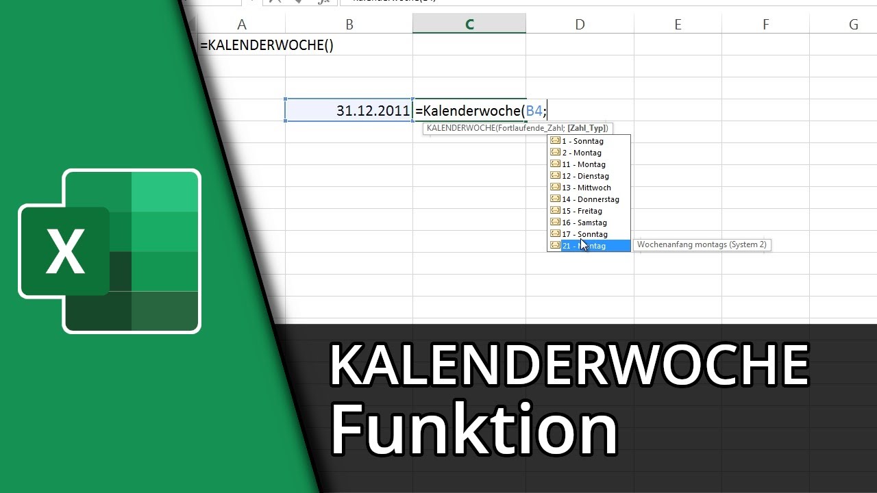 excel kalenderwoche nur montags anzeigen