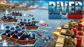 LEGO River Crossing - BLUE vs RED Army Assault Boats Under Fire - Epic WW2 Battle 🌊💥