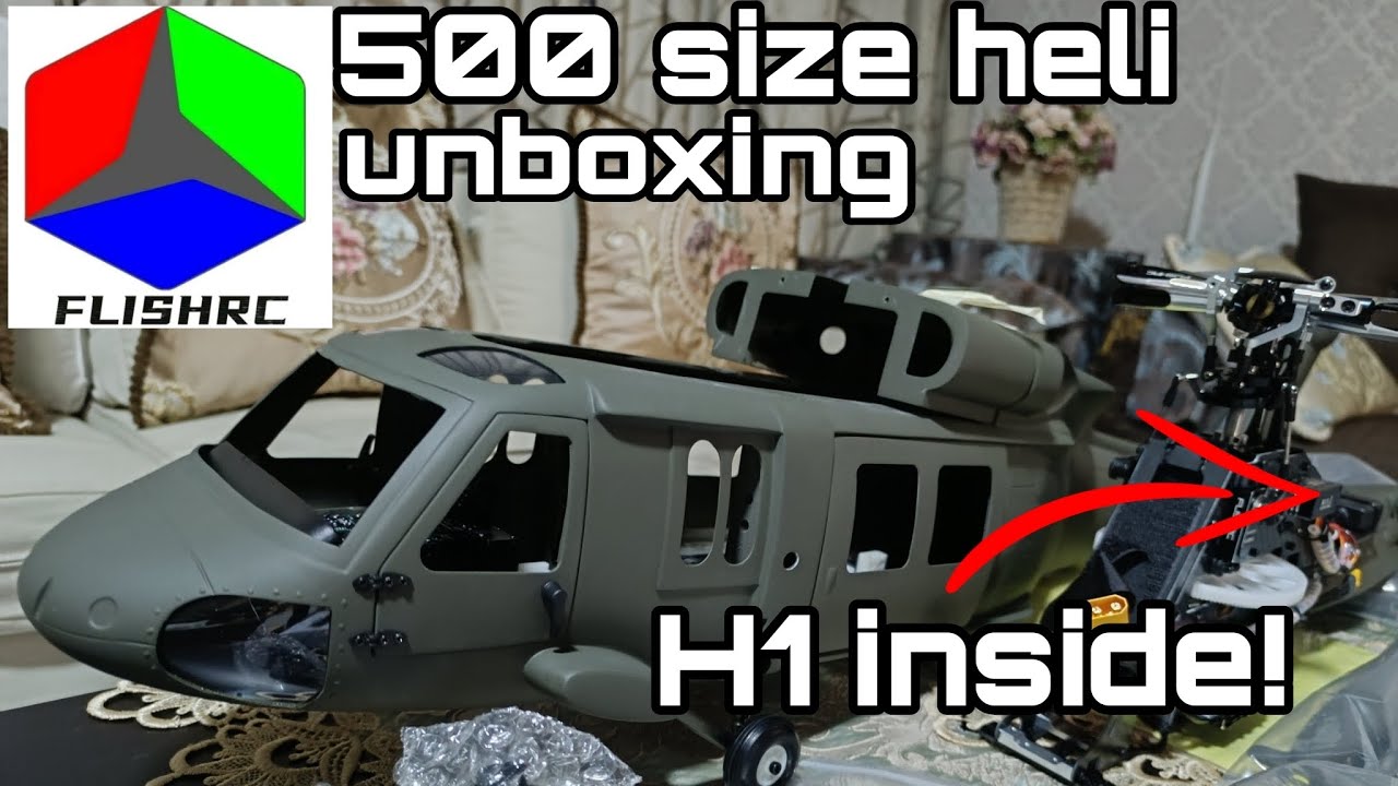 FlishRc UH-60 Blackhawk heli size 500 unboxing with H1 inside RTF version | Rc Malaysia #rcheli