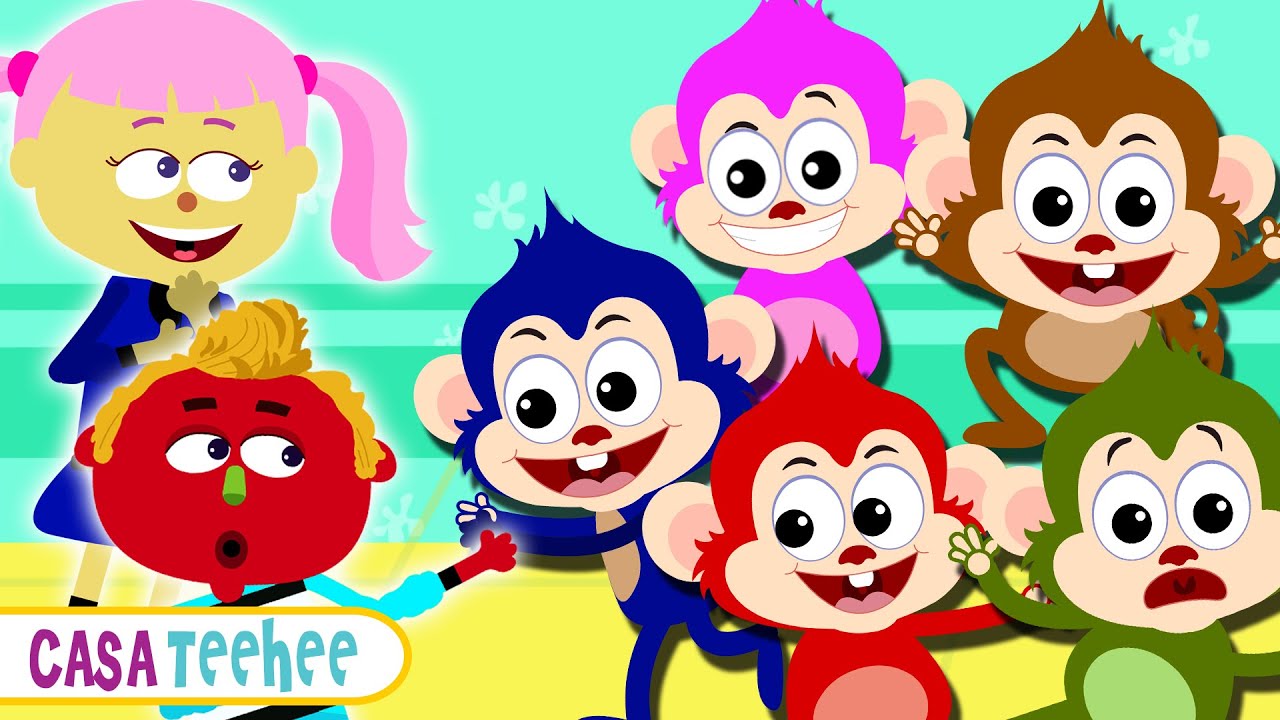 Os 5 Macaquinhos Pulando no Colchão! 🙈🛏️ | Músicas Divertidas | Cante com Len e Mini