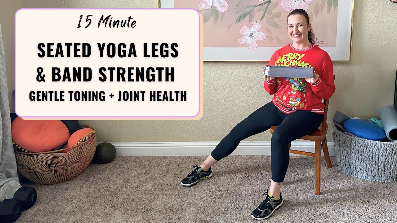 Упражнения для ног и укрепления мышц с эластичной лентой в положении сидя: щадящая тренировка для...