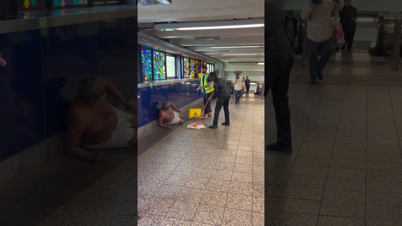 Homeless Man Gets Angry When People Wake Him Up Cleaning Around 