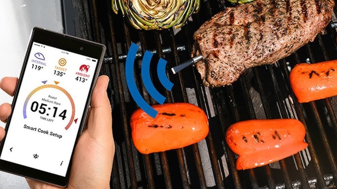 Tenergy Solis Digital Meat Thermometer, App Controlled Wireless Bluetooth Smart BBQ Thermometer with 6 Stainless Steel Probes