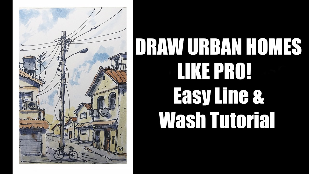 How to Draw Urban Homes Step by Step! 🏠🏙️ Line & Wash Tutorial for ...