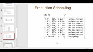 Production Scheduling Problem 3-11 Part 3