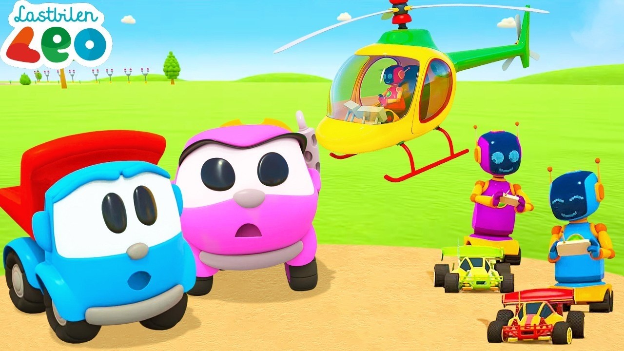 Lastbilen Leo och hans vänner bygger bilar och hus. Tecknade filmer för barn om luftfordon