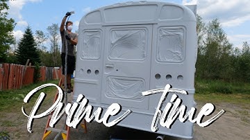 Priming and Fixing | Last Stages Before Painting | Skoolie Conversion Ep. 12 | Adam & Steph