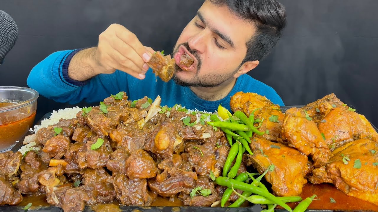 ASMR; EATING SPICY BLACK PAPER MUTTON+SPICY CHICKEN THAI CURRY+EXTRA GRAVY ｜｜ REAL MUKBANG