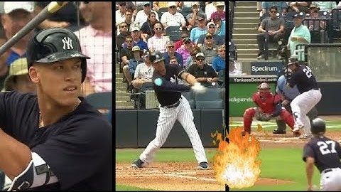 huge power line up with Judge, Stanton & Sanchez in spring training Yankees vs Braves / MLB