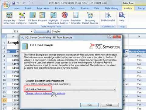 SSAS: Fill from Example - Data Mining Add-In