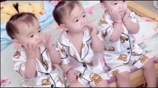 Adorable triplets ll amazing dad