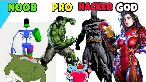 Noob vs Pro vs Hacker - Superhero rush 3d | Oggy and Jack Playing Asmr Games !