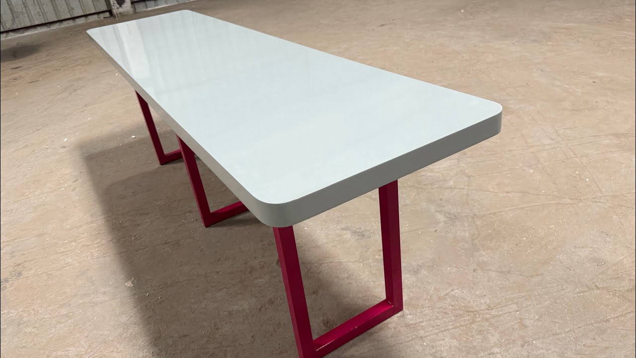 Modern White and Burgundy Color Conference Table Office Room Desk