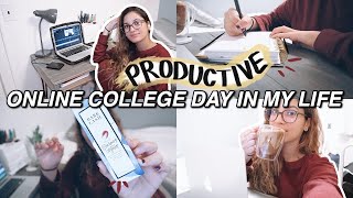 PRODUCTIVE ONLINE COLLEGE DAY IN MY LIFE: asynchronous class, essays/time management, PR unboxing