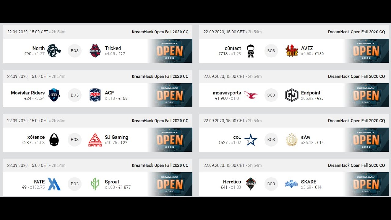 DreamHack Bet Prediction 22/09/2020