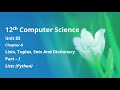 Class 12 Computer Science - Unit-3: Chapter-9-Lists, Tuples, Sets and Dictionary (Part-1)