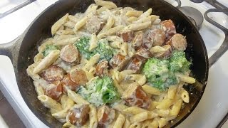 How to cook chicken smoked sausage alfredo in a cast iron skillet, is today