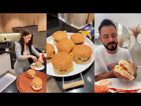 برجر اللحم مع السلطة الروسية على طرقتي عصام ونور